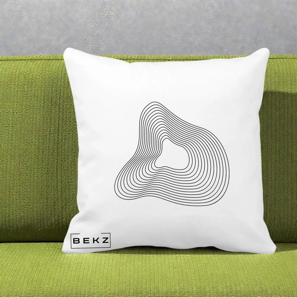 Perna Decorativa Abstract Linii Organice, 40x40 cm, Alba Mata, Husa Detasabila, Perna Inclusa, BEKZ®