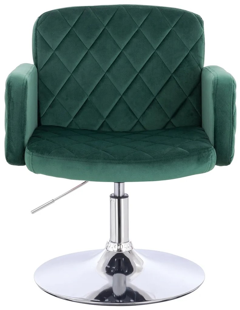 HR802N Scaun Verde din Catifea cu Bază Cromata