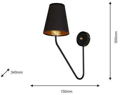 Aplică perete VICTORIA 1xE27/60W/230V negru