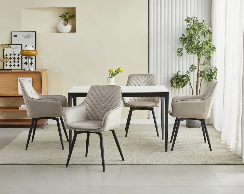 Scaun de masa rotativ NANA360 VELVET, bej