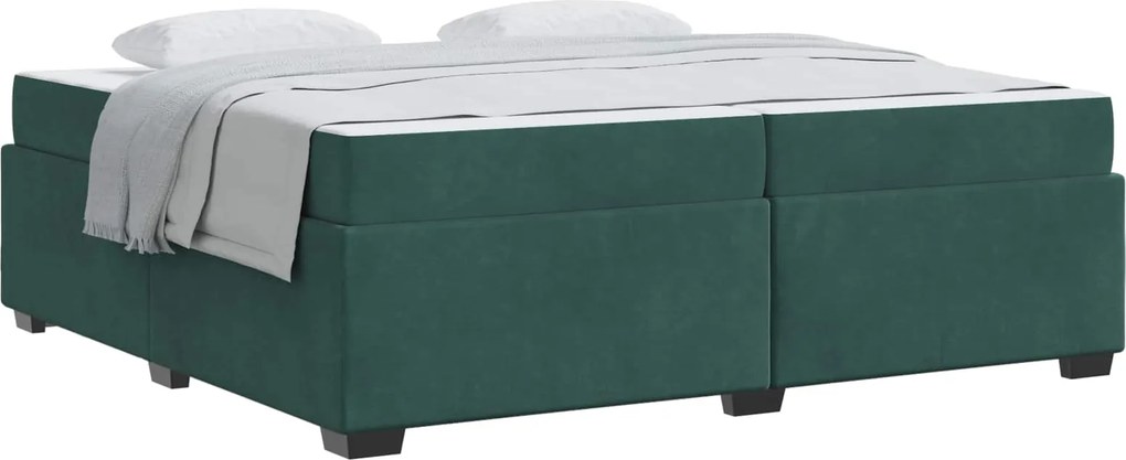 vidaXL Cadru de pat cu saltea Verde închis 200 x 200 cm țesătură