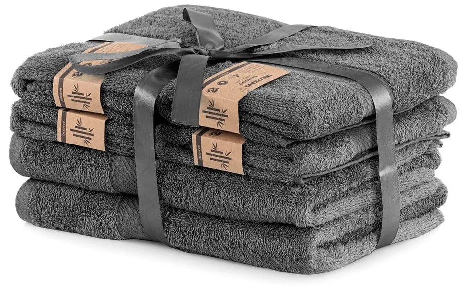 Set 6 prosoape DecoKing Bamby Charcoal, gri închis