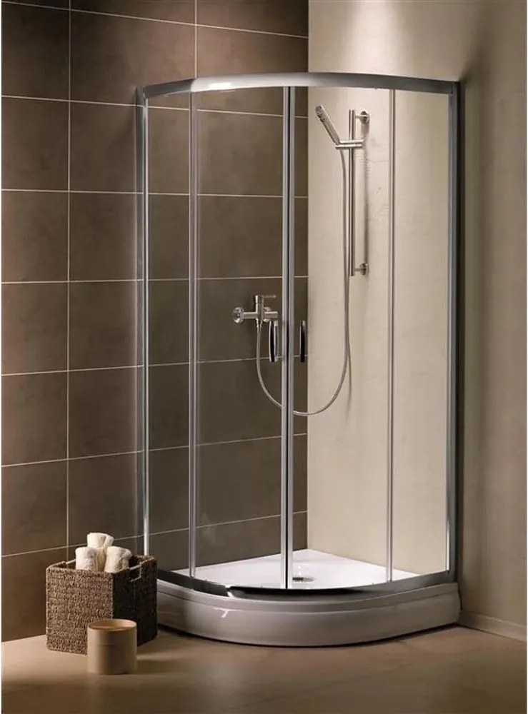 Cabina de dus semirotunda usi culisante Radaway Premium Plus A 1900 90x90 cm profil crom lucios