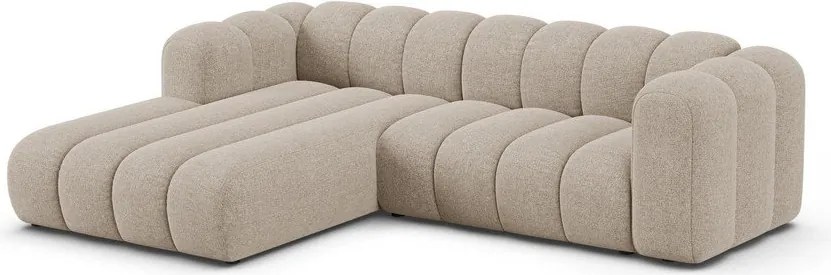 Colțar bej cu tapițerie din chenille (cu colț pe partea stângă/cu șezlong) Lupine – Micadoni