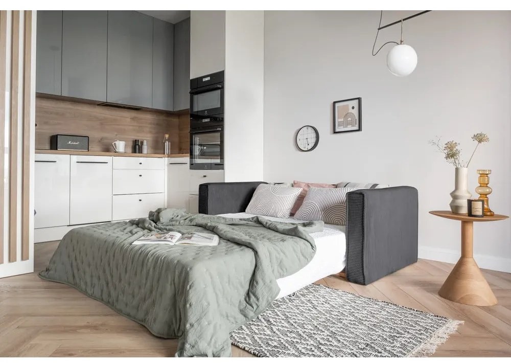 Canapea gri închis extensibilă 168 cm Lucky Lucy – Miuform