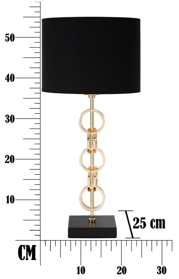 Veioză Mauro Ferretti Glam Rings, înălțime 54,5 cm, negru-auriu