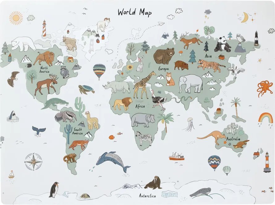 Covoras de birou cu harta lumii, 60 x 45 cm