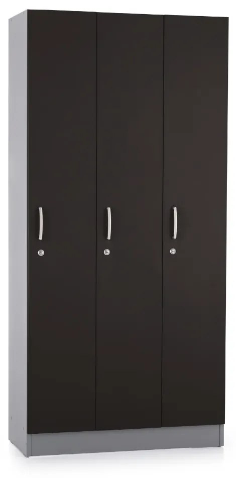 Dulap din lemn Visio LUX - 3 compartimente, 90 x 42 x 190 cm, antracit