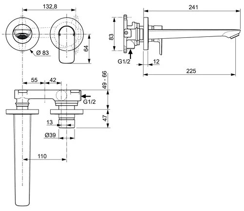 Baterie lavoar Ideal Standard Connect Air, fara ventil, fara corp incastrat, crom - A7009AA