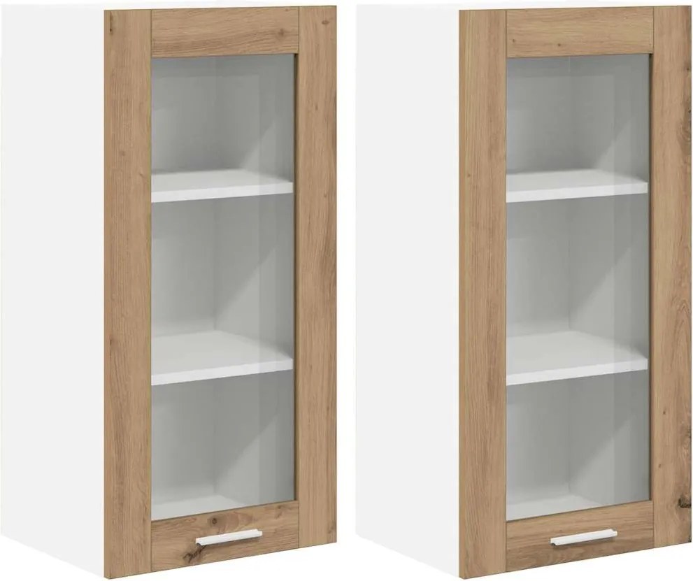 vidaXL Dulap suspendat cu ușă 2 pcs Stejar Artizanal 40 x 31 x 80 cm