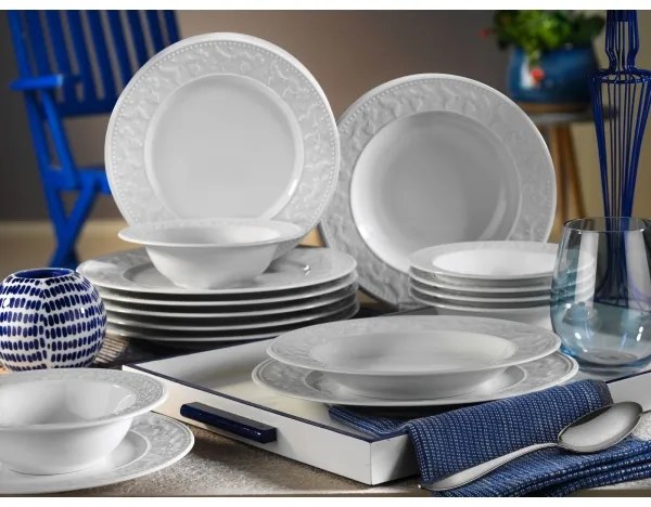 Set de veselă, 24 piese, porțelan alb