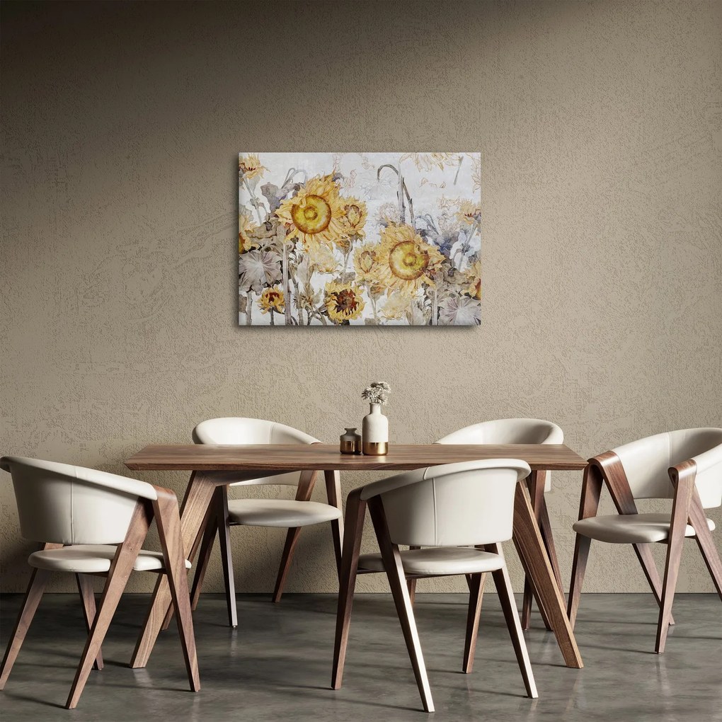 Tablou - Floarea-soarelui pe perete (70x50 cm)