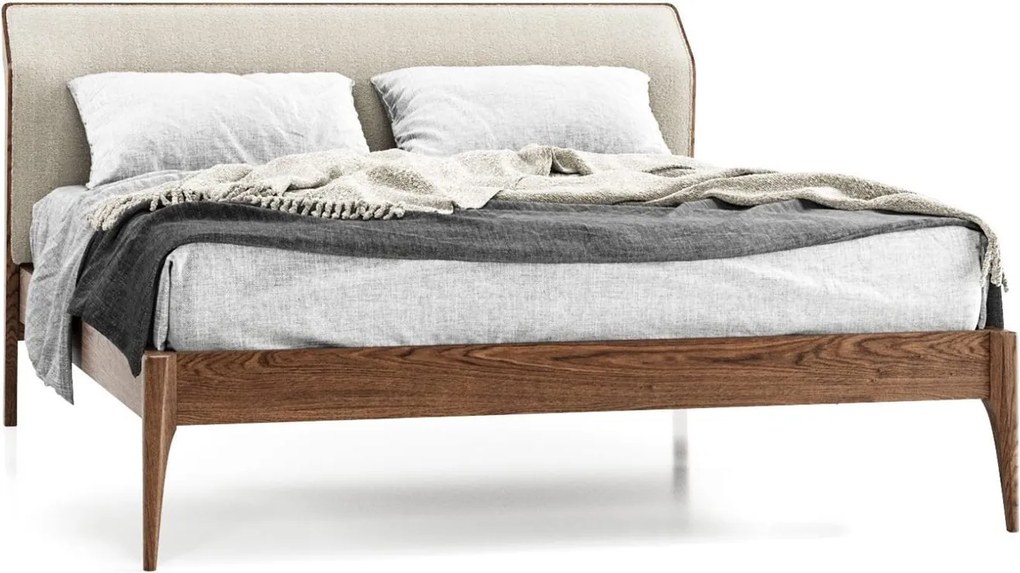 Pat lemn masiv Bordo Tapitat 140/160/180x200 cm - 180x200