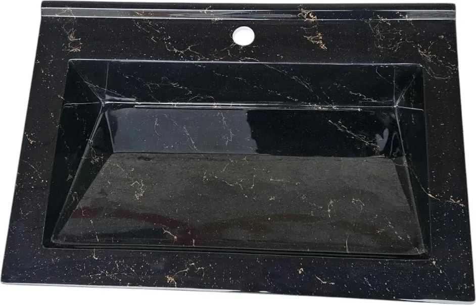 Lavoar(chiuveta) baie compozit granit, cu sifon ascuns, HouseXL LuxMarble, 61x47 cm, montaj pe blat sau masca, antibacterian, aspect marmurat