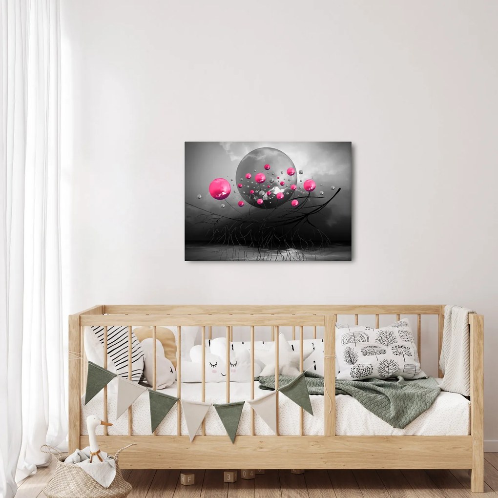Tabloul cu bile abstracte roz (70x50 cm)