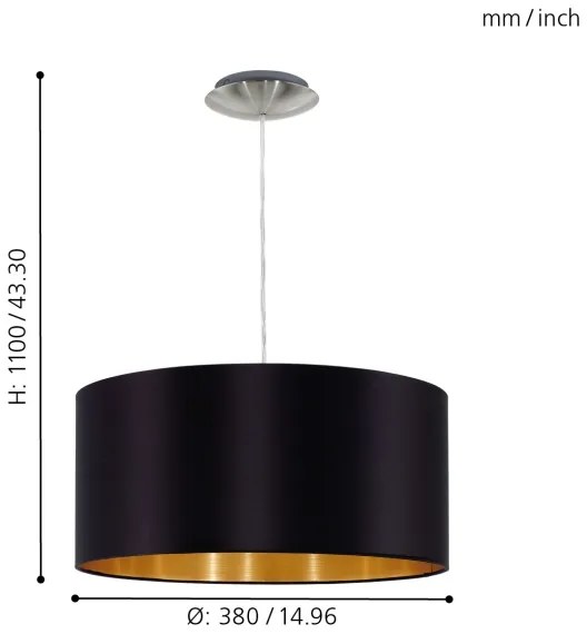 Lustră pe cablu Eglo 31599 MASERLO 1xE27/60W/230V