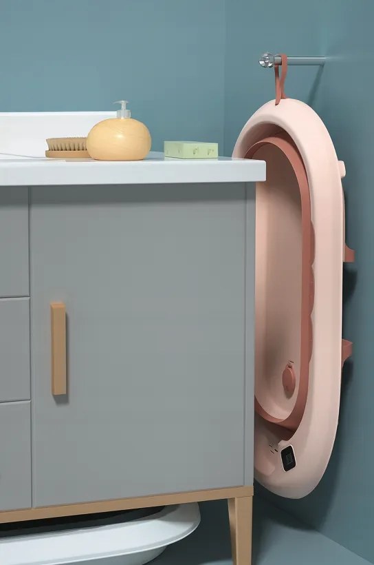 Cada de baie pliabilă pentru copii VAIANA PREMIUM cu pernă și suport - mai multe culori Violet