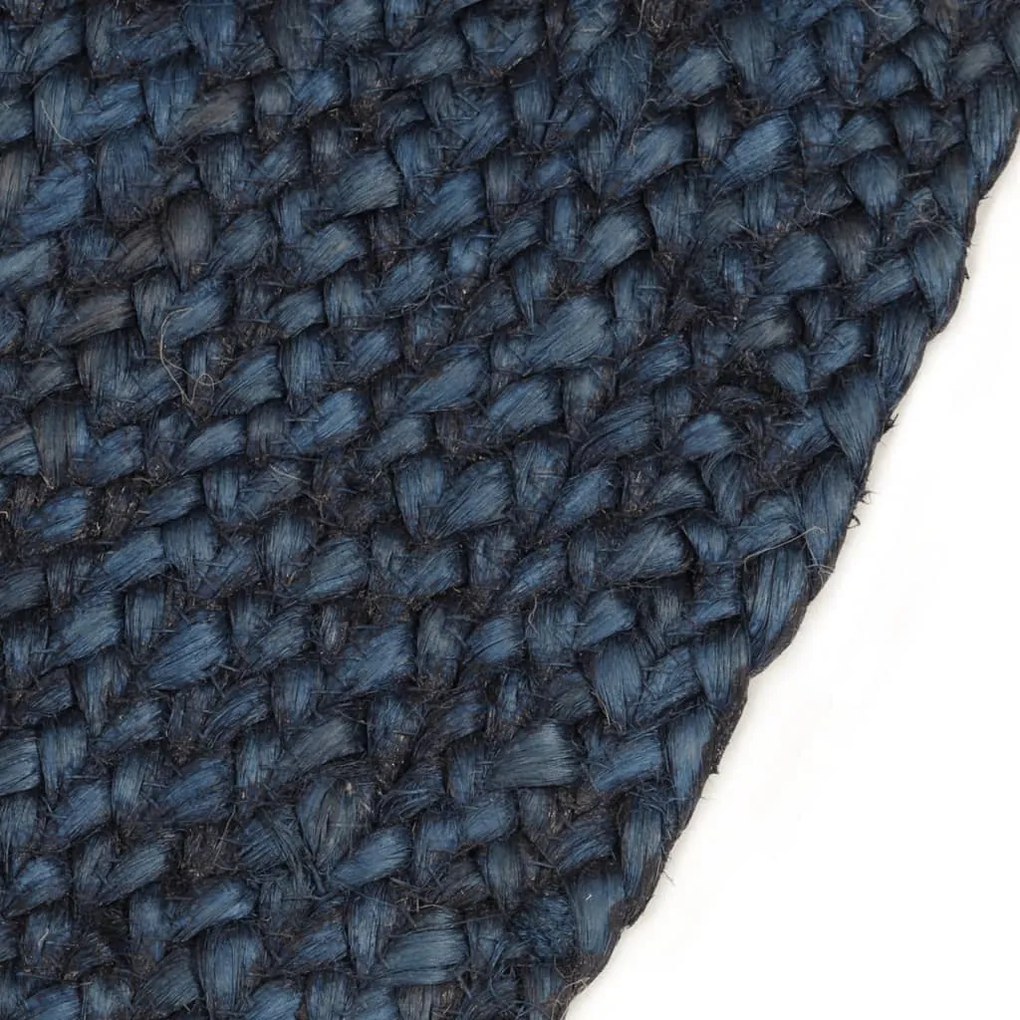Covor impletit reversibil bleumarin natural 180 cm iuta rotund Albastru, 180 cm