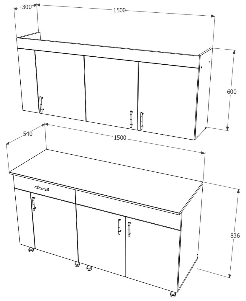 Set Bucatarie Reno, Prun/Ulm Deschis, L 150 cm
