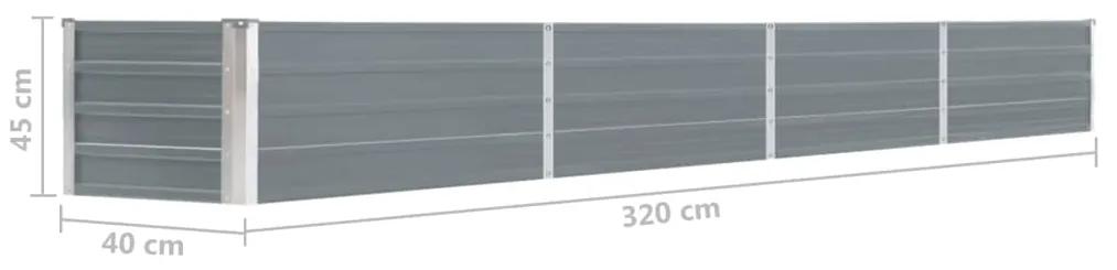 Strat inaltat de gradina, gri, 320x40x45 cm, otel galvanizat 1, Gri, 320 x 40 x 45 cm