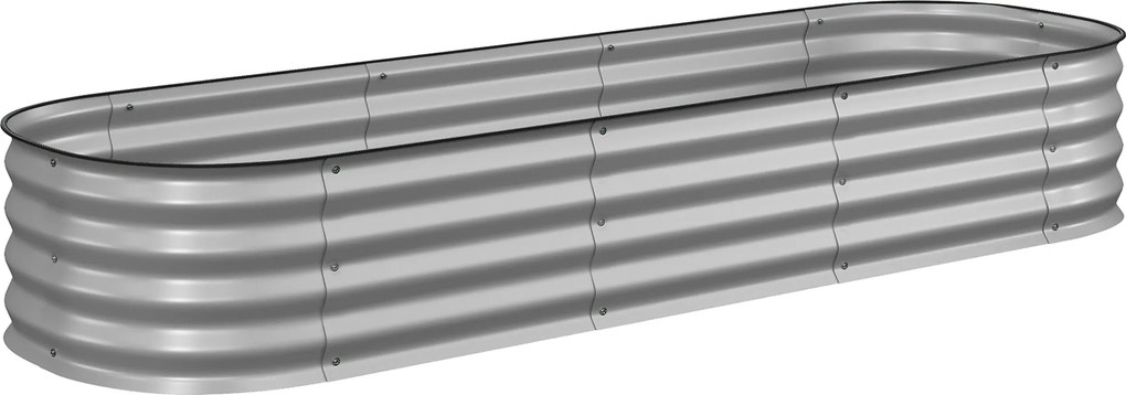 Outsunny Pat înalt pentru plante, pat modular înălțat, muchii protejate, design fără fund,  195 x 62 x 30 cm, Argintiu | Aosom Romania