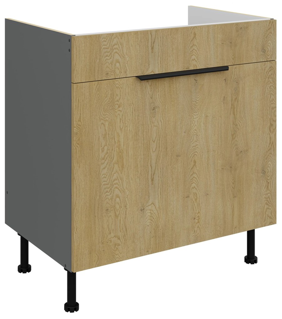 Dulap inferior de bucătărie pod drez Carminia 80 ZL 1S BB PREMIUM BOX (stejar cremona + antracit). 1127914