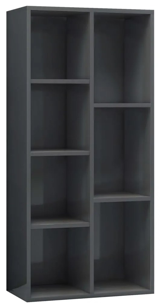 801115 vidaXL Bibliotecă, gri extralucios, 50 x 25 x 106 cm, PAL