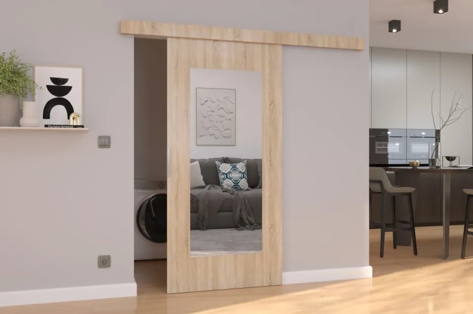 Usa glisanta, Nela, ADRK Furniture (Culoare: Negru, Latime: 96 cm)