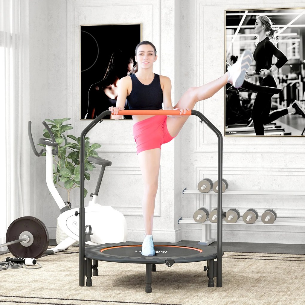 HOMCOM Trampolin Fitness Mini Pliabil de 45", cu Mâner Reglabil cu Spumă, Portocaliu | Aosom Romania