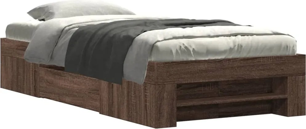 vidaXL Cadru pat fără saltea, stejar maro 75x190 cm lemn prelucrat
