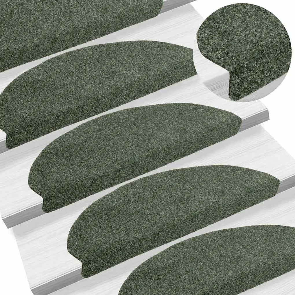vidaXL Covorașe autoadezive pentru scări, 5 buc., 65x21x4 cm, verde, semirotunde, mari