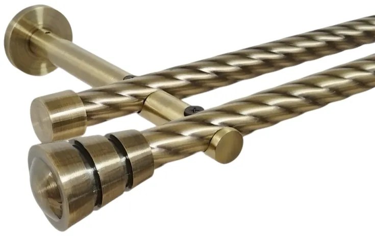 Galerie dubla twist picior universal fara inele prindere perete corso 19/19 mm aur antic (Alege marime: 200 cm)