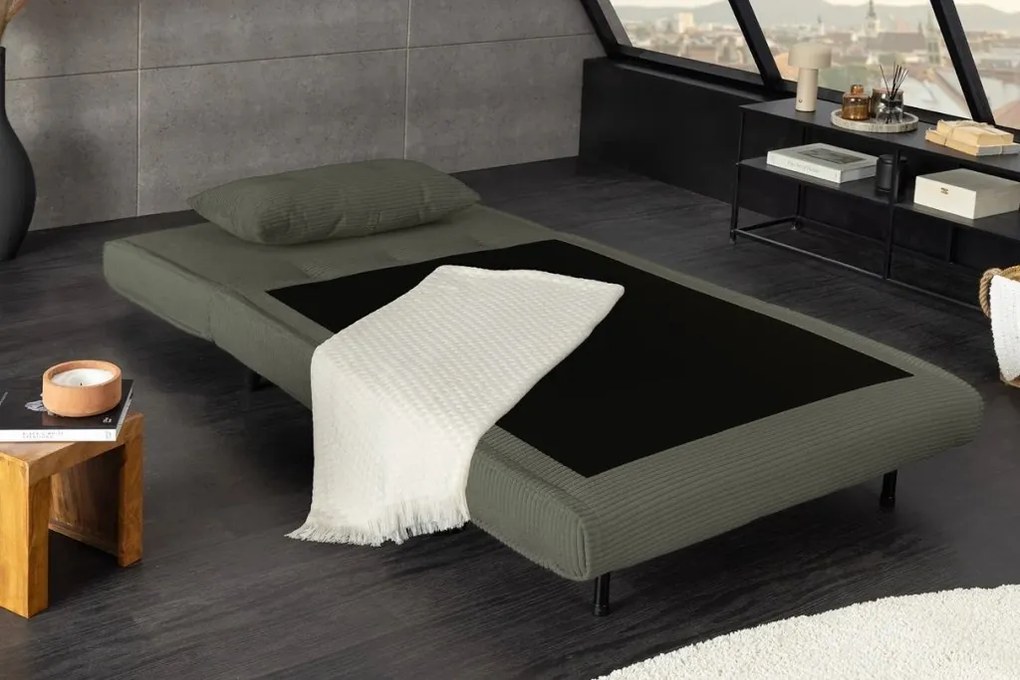 Fotoliu Pat SMART MULTIFUNCTION 100cm catifea raiata verde