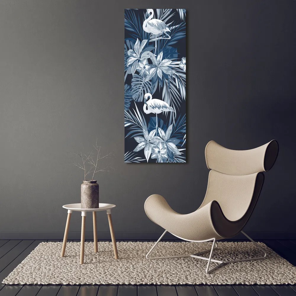 Tablou pe pânză canvas Flori și flamingo