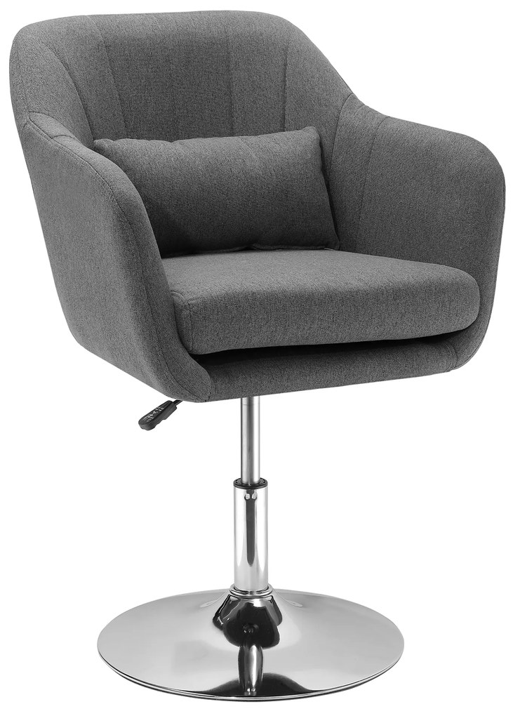 HOMCOM Fotoliu de salon Confort Maxim Pernițe lombare Înălțare reglabilă Rotativ 360° Picior metal cromat Lin Gri | Aosom Romania