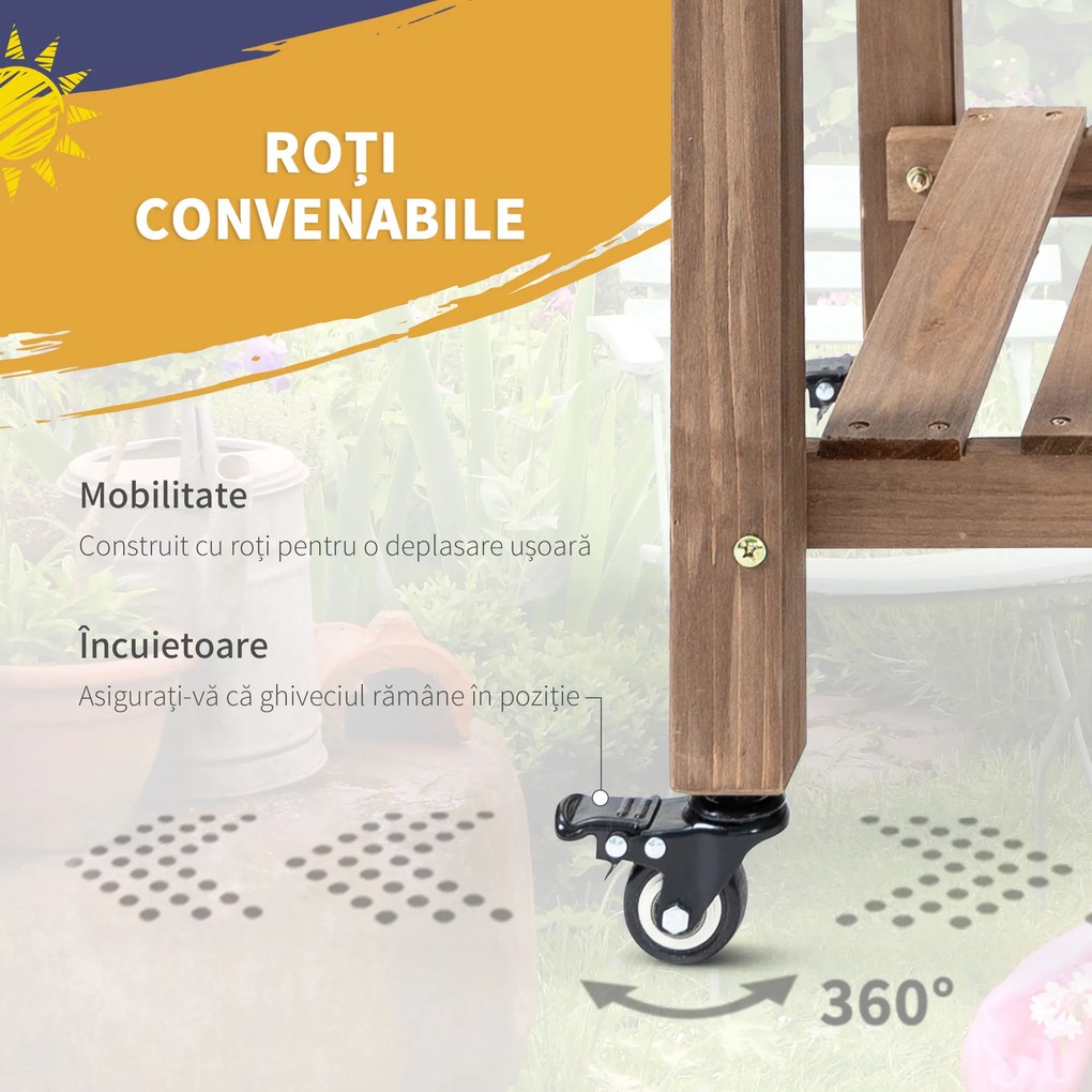 Outsunny Raised Garden Bed Planter Box w/ 8 Grow Grids, Storage Shelf &amp; Lockable Wheels | Aosom Romania