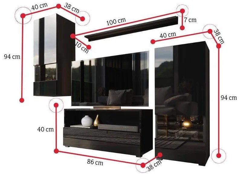 Expedo Set mobilier ELPASO 39, alb/alb luciu