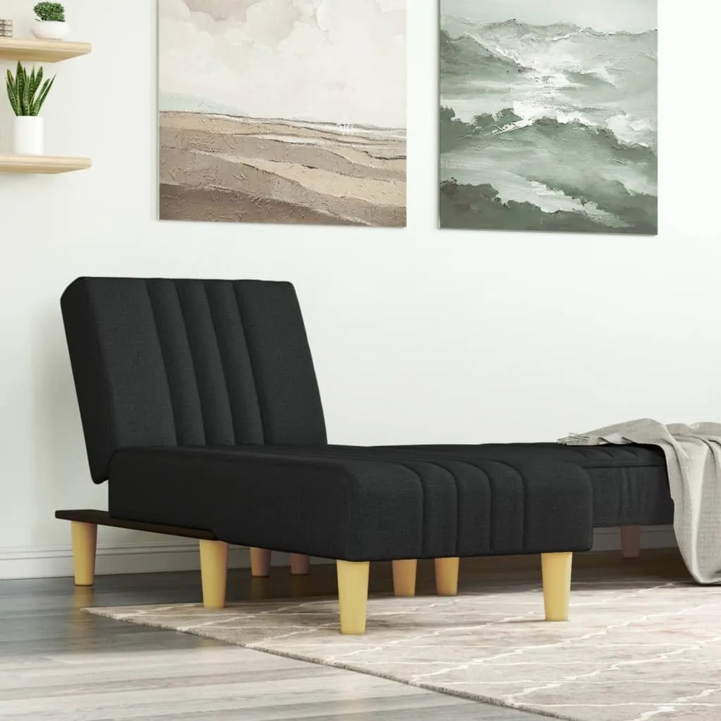 vidaXL Șezlong, negru, material textil