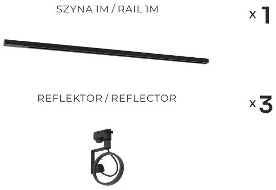 Zuma Line 3560 - Spot pentru șină MASTER, 3x GU10, 15W, 230V, negru