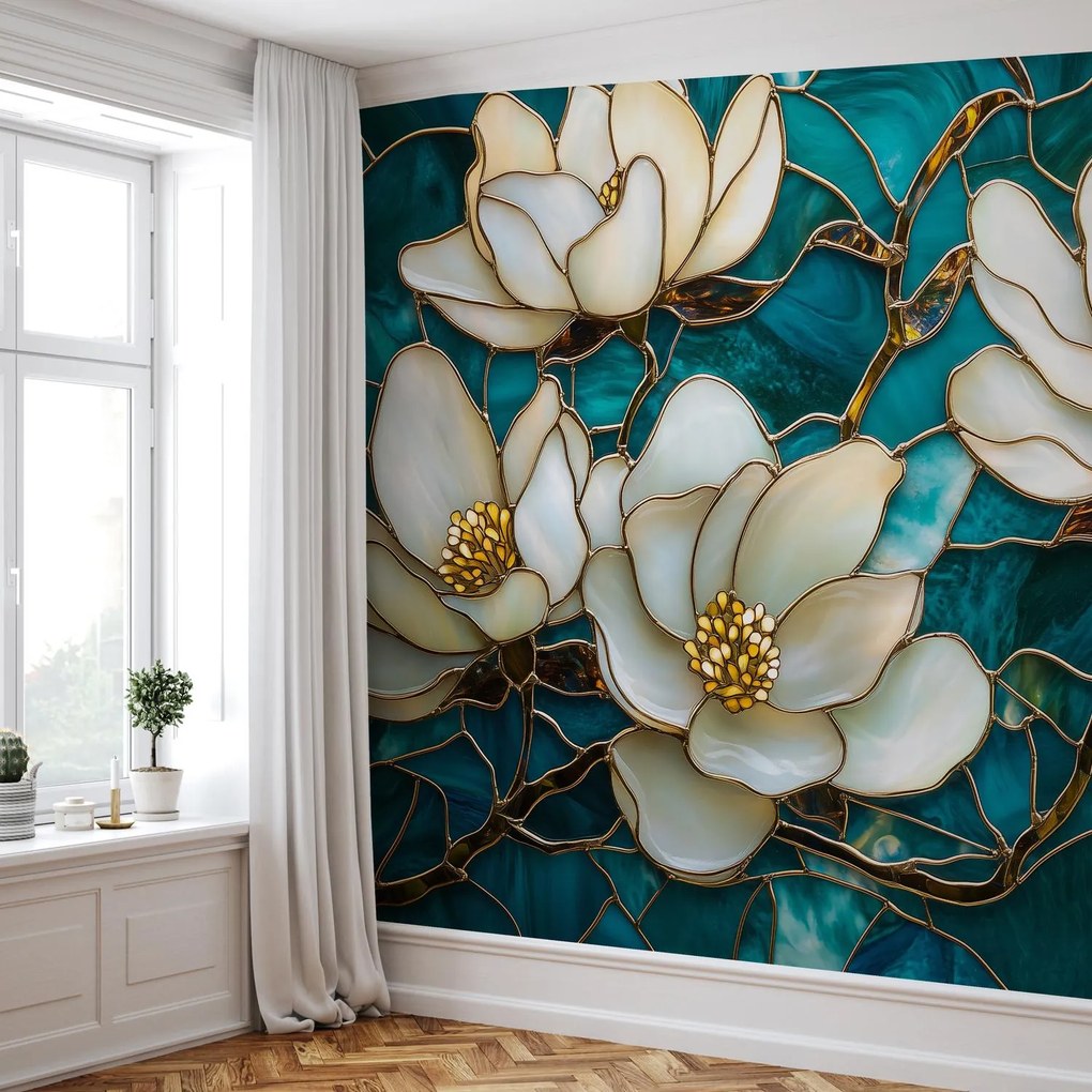 Fototapet - Vitraliu cu magnolie (147x102 cm)