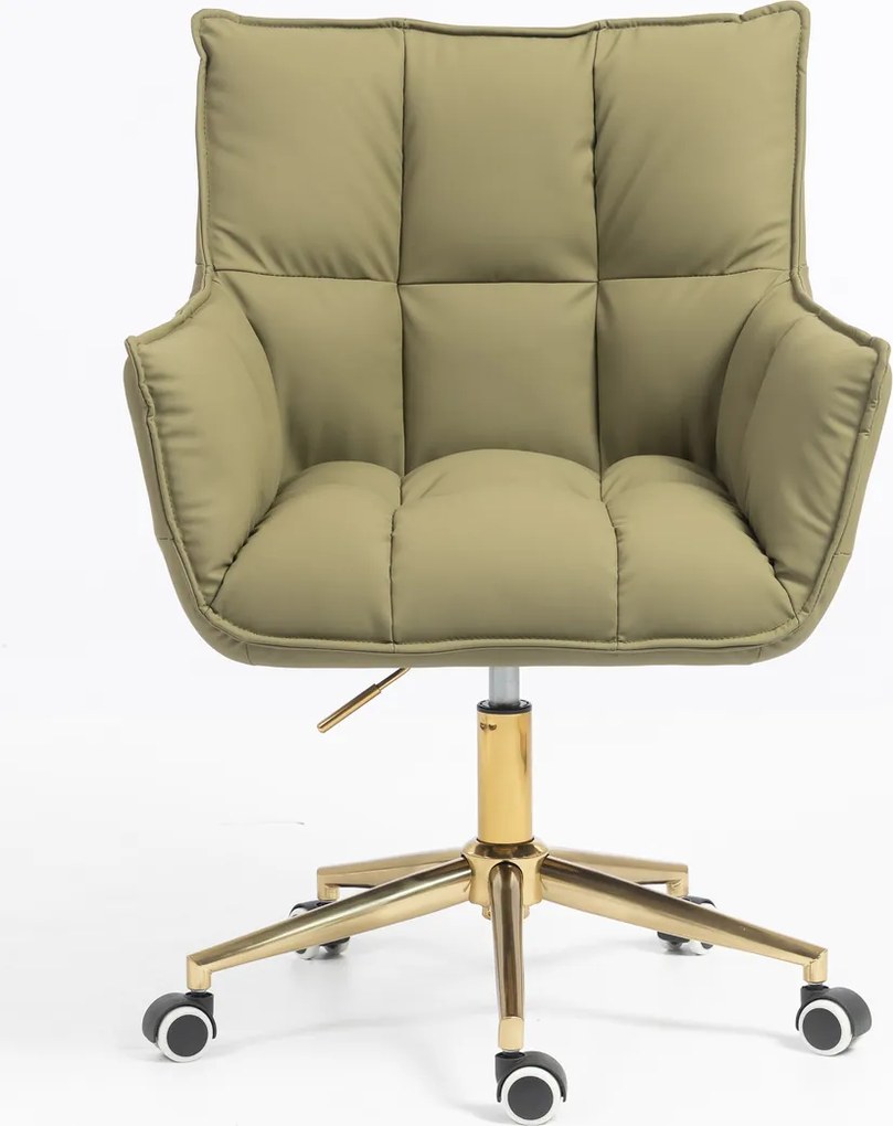 HR560K Scaun Khaki Piele Ecologica Premium Soft cu Bază Aurie