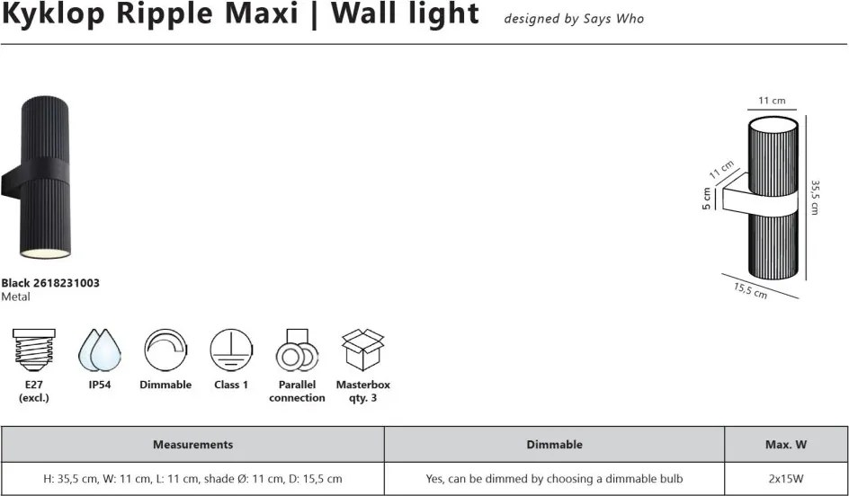 Aplica de exterior design nordic ambiental IP54 Kyklop