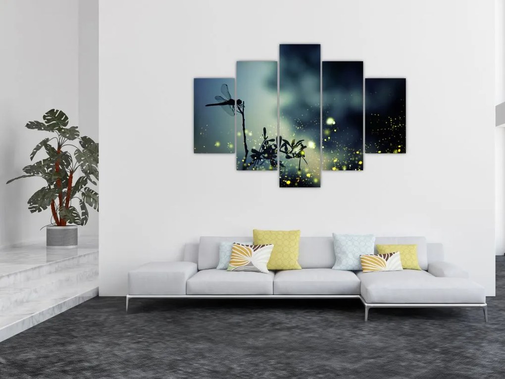 Tablou - Libelula în noaptea strălucitoare (150x105 cm)