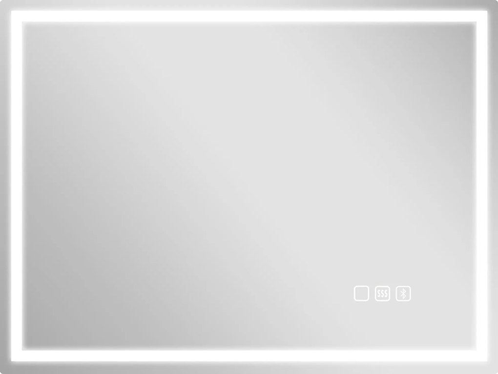 HOMCOM Oglindă Baie Anti-aburire Con Lumină Led E Difuzor Bluetooth 80x60 cm | Aosom Romania