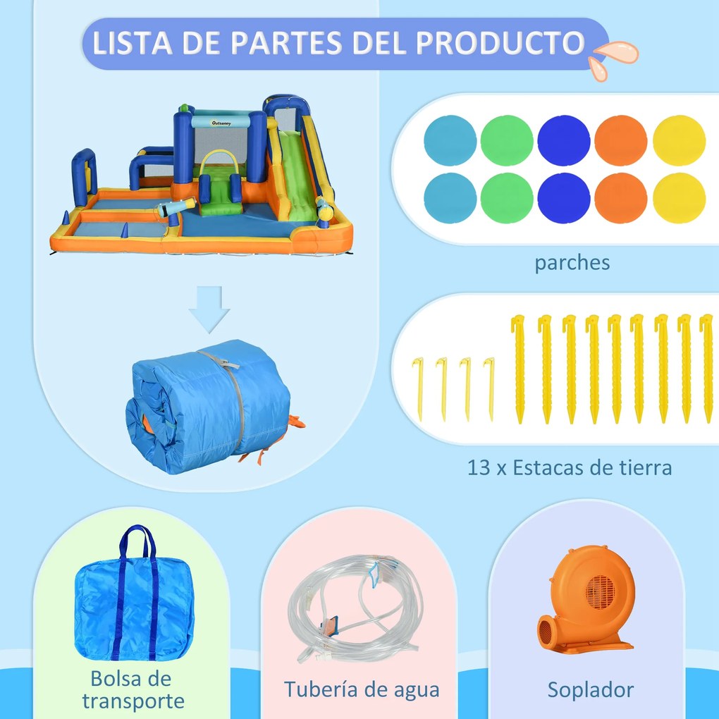 Outsunny Castel Gonflabil pentru Copii cu Tobogan Piscină Perete de Cățărat Inflator și Geantă de Transport 430x420x200cm Multicolor | Aosom Romania