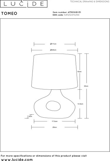 Lucide 47509/81/31 - Lampă de birou TOMEO 1xE14/40W/230V albă