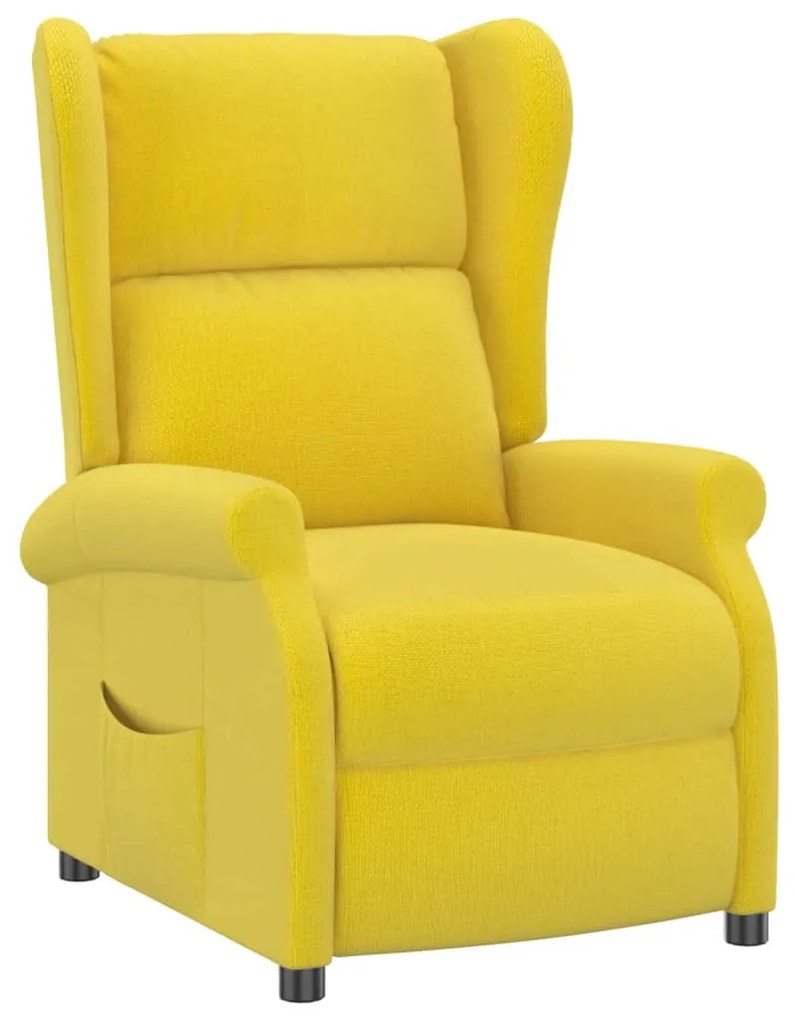341700 vidaXL Fotoliu cu spătar rabatabil, galben deschis, textil