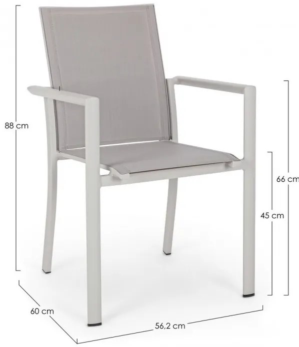 Scaun metalic, cu brate, gri, Konnor, Bizzotto