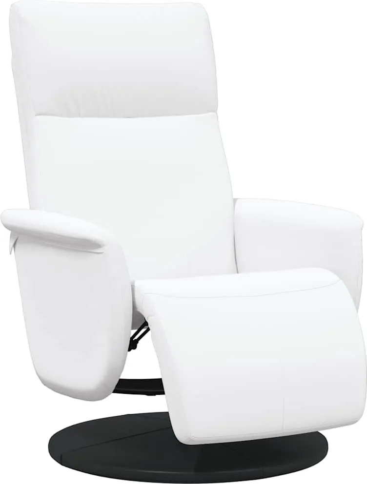 vidaXL Fotoliu rabatabil cu suport de picioare, alb, piele ecologică