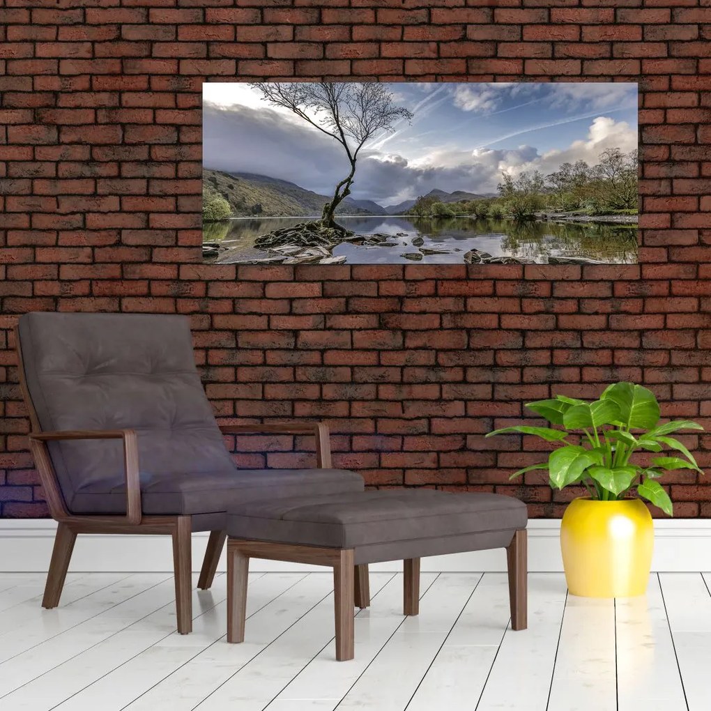 Tablou cu râu și copac (120x50 cm)